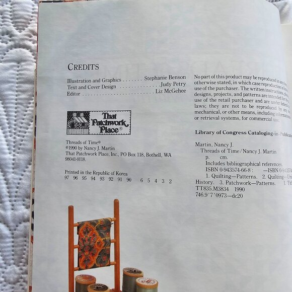 Threads Of Time By Nancy J. Martin 1990 Quilting Pattern Book, Softcover - Picture 3 of 12